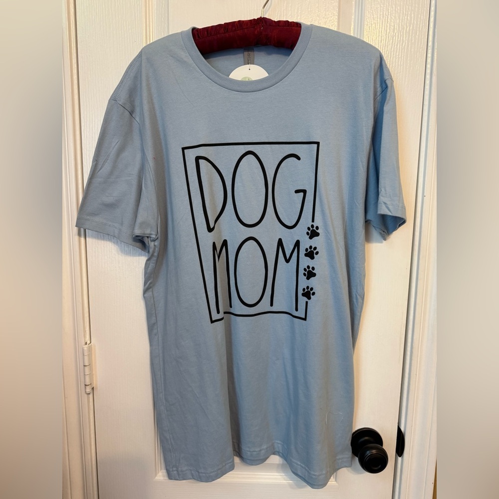 Next Level Apparel Light Blue "Dog Mom" Short Sleeve Tee
